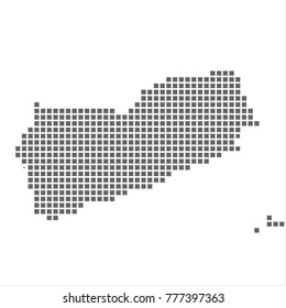 Pixel map of Yemen. Vector dotted map of Yemen isolated on white background. Yemen map page symbol for your web site design map logo, app, ui, Travel vector eps10