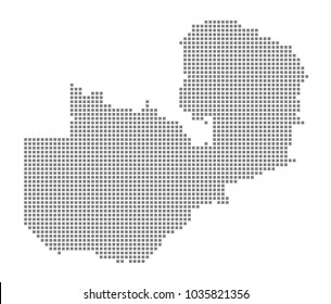 Pixel map of Zambia. Vector dotted map of Zambia isolated on white background. Abstract computer graphic of Zambia map. vector illustration.