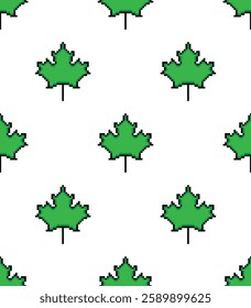  pixel maple leaf  Seamless Pattern vector maple background  pixel art for 8 bit game