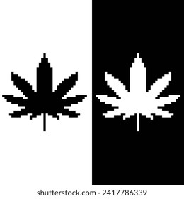 plantilla de logotipo de la compañía de vectores de iconos de marihuana de píxeles o hoja de cannabis 