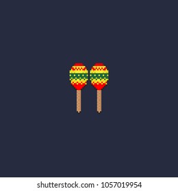 Pixel maxican maracas.shake music instrument.8 bit vector art illustration.