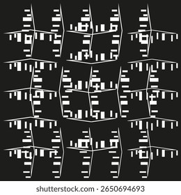 Pixel maze icon. Abstract glitch pattern. Square labyrinth Vector. Monochrome tech design.