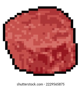 Pixel meat Fresh pork and beef steak. Sliced pieces for cooking, isolated on white background. Meal icon for game.