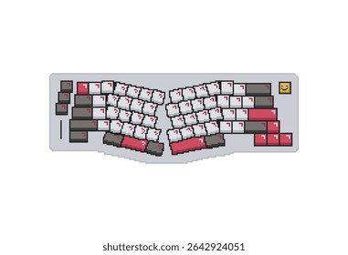 Pixel of mechanical keyboard with alice layout and screen