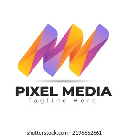 Pixel media logo  this logo is suitable for logos in media or movie playback applications.