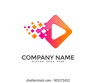 Pixel Media Pixel Play Logo Design Template