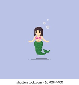 Pixel mermaid.8 bit art.