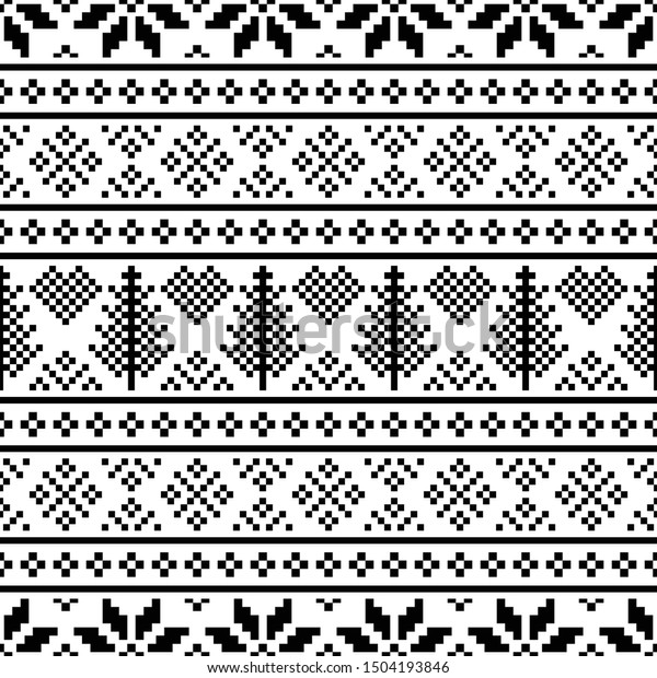 Pixel Frohe Weihnachten Ethnische Muster Tribal Stock Vektorgrafik Lizenzfrei