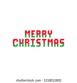 Pixel Merry Christmas text design.8bit
