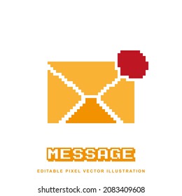 Pixel message design icon vector illustration for video game asset, motion graphic and others
