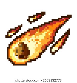 Vetor de meteoro em pixel, representando um evento celeste em um estilo de 8 bits. Ideal para jogos, temas espaciais ou planos de fundo de ficção científica retro.