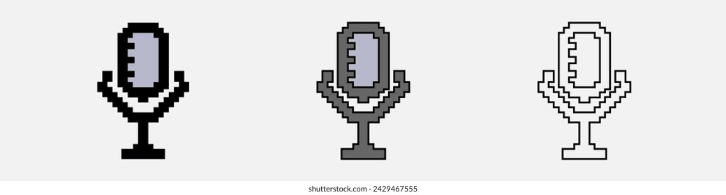 Pixel microphone icon set in game 8bit. Podcast icon
