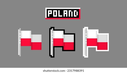 pixel minimal art set with Poland flag