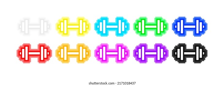 pixel minimal icon set fitness neon light dumbbells (color: white, yellow, blue, green, red, orange, pink, purple, black)