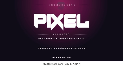 Pixel Modern Bold Font. Sans Serif Font. Regular Italic Uppercase Lowercase Typography urban style alphabet fonts for fashion, sport, technology, digital, movie, logo design, vector illustration