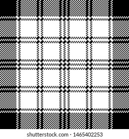 Pixel monochrome plaid seamless pattern. Vector illustration.