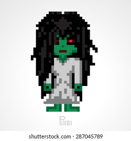 pixel monster character zombie demon ghost vector