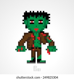 pixel monster character zombies man vector