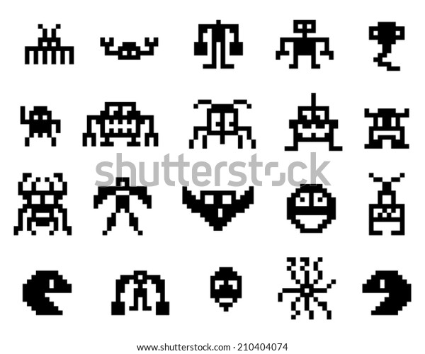 Pixel Monsters Stock Vector (Royalty Free) 210404074 | Shutterstock