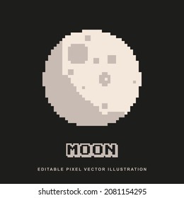 Pixel moon creative design icon vector illustration for video game asset, motion graphic and others