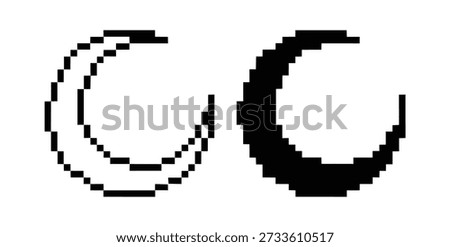 Pixel Moon Icon Retro Night Symbol 8-bit Style Vector. Multipurpose night sky vector icon in outline, glyph, filled outline style. 