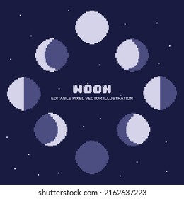 Pixel moon orbit icon set design vector