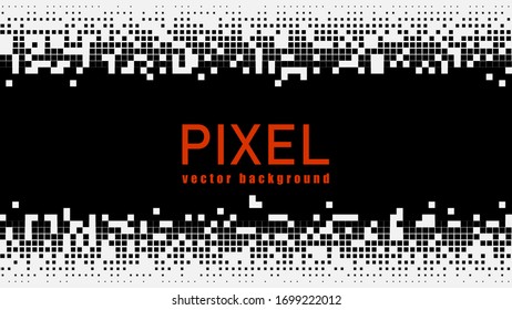 Pixel mosaic background. Black and white geometric background. Vector template design