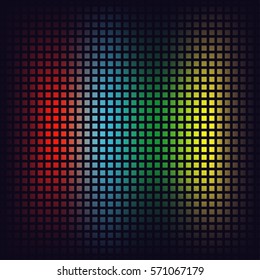 Pixel mosaic background. Red, blue, green and yellow squares. Digital backdrop. Vector illustration.