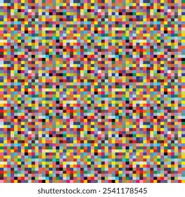 Pixel mozaïek achtergrond vector illustratie geïsoleerd. Baksteen naadloos behang. Cadeaudoosje cover modern raster. Digitale textuur abstracte kunst. Kleurrijk decoratief systeem.