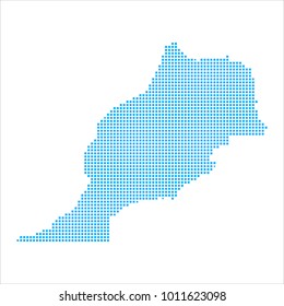 Pixel mosaic blue dot map on white background of map of morocco symbol for your web site design map logo, app, ui, Travel vector eps10, concept Illustration.