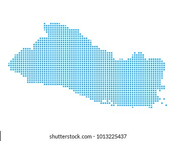 Pixel mosaic blue dot map on white background of map of El Salvador symbol for your web site design map logo, app, ui, Travel vector eps10, concept Illustration.
