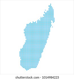 Pixel mosaic blue dot map on white background of map of madagascar symbol for your web site design map logo, app, ui, Travel vector eps10, concept Illustration.
