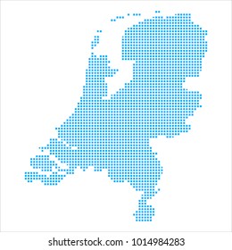 Pixel mosaic blue dot map on white background of map of Netherlands symbol for your web site design map logo, app, ui, Travel vector eps10, concept Illustration.
