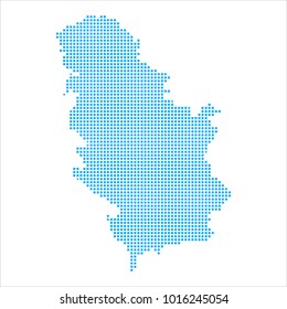 Pixel mosaic blue dot map on white background of map of Serbia symbol for your web site design map logo, app, ui, Travel vector eps10, concept Illustration.