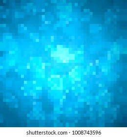 pixel mosaic blue. squares abstract blue. aqua background pattern for design. azure grunge texture. halftone effect. eps10 vector illustration.