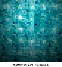 pixel mosaic blue. squares abstract blue. aqua background pattern for design. azure grunge texture. halftone effect. eps10 vector illustration.