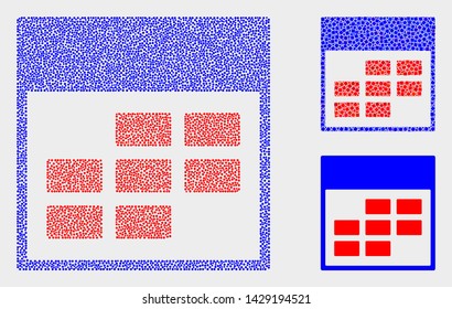 Pixel and mosaic calendar week items icons. Vector icon of calendar week items combined of random spheric dots. Other pictogram is created from dots.