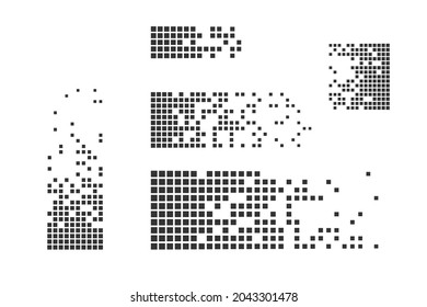 Pixel mosaic. Pixel decay illustration. Falling pixels. Abstract background.