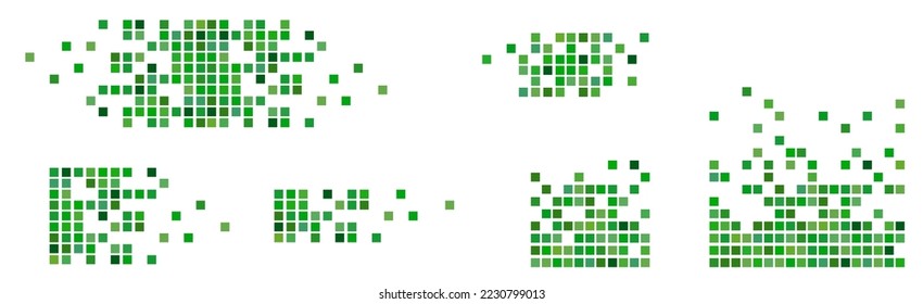 Pixel mosaic. Pixel decay illustration. Falling pixels. Abstract background.