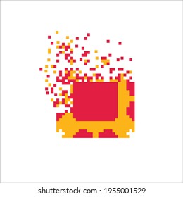 Rectángulo repleto de mosaico de píxeles dispersos, ilustración para diseño gráfico