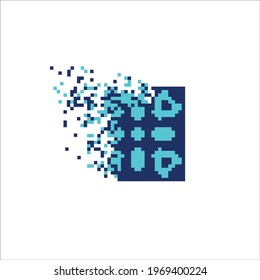 Pixel mosaic dispersed filled rectange, illustration for graphic design