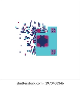 Pixel mosaic dispersed filled rectange, illustration for graphic design