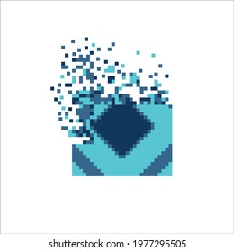 Pixel mosaic dispersed filled rectange, illustration for graphic design