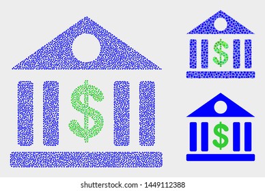 Pixel and mosaic dollar bank icons. Vector icon of dollar bank designed of randomized circle items. Other pictogram is designed from elements.