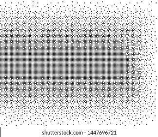 Pixel mosaic explosion. Effect, dissolution, monochrome fine particles, squares. Vector element isolated background.