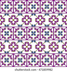 pixel mosaic in the form of an abstract floral pattern. vector illustration. for fashion design, textile, home of embroidery