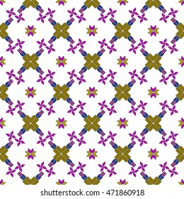 pixel mosaic in the form of an abstract floral pattern. seamless texture. vector illustration. for fashion design, textile, home of embroidery
