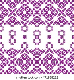 pixel mosaic in a geometric abstract pattern with floral elements. vector illustration. for fashion design, textile, home of embroidery