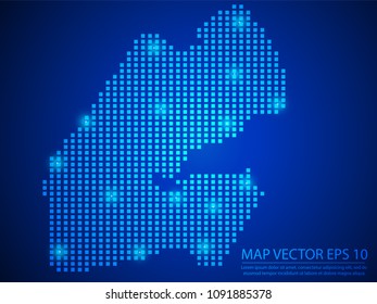 Pixel mosaic glow blue dot map with light on blue background of map of Djibouti symbol for your web site design map logo, app, ui, Travel vector eps10.