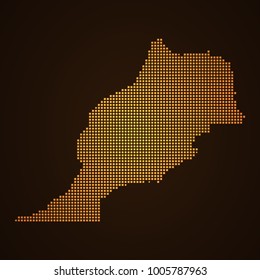 Pixel mosaic glow orange dot map on dark background of map of morocco symbol for your web site design map logo, app, ui, Travel vector eps10, concept Illustration.